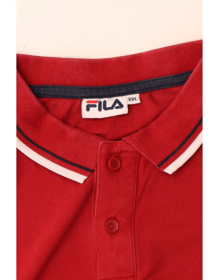 Camisa polo masculina Fila de manga comprida 2XL listrada vermelha