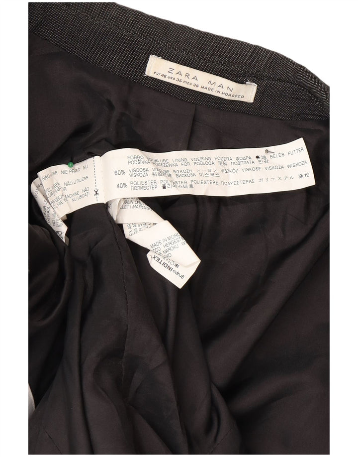Jaqueta blazer masculina Zara com 1 botão EU 46 Viscose cinza pequena