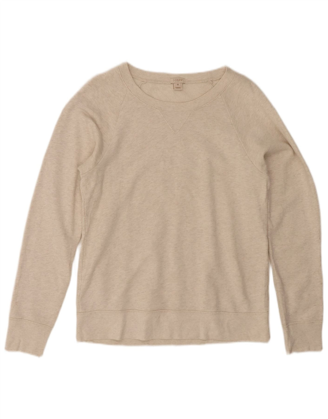 J. CREW Top feminino manga comprida UK 14 algodão bege médio