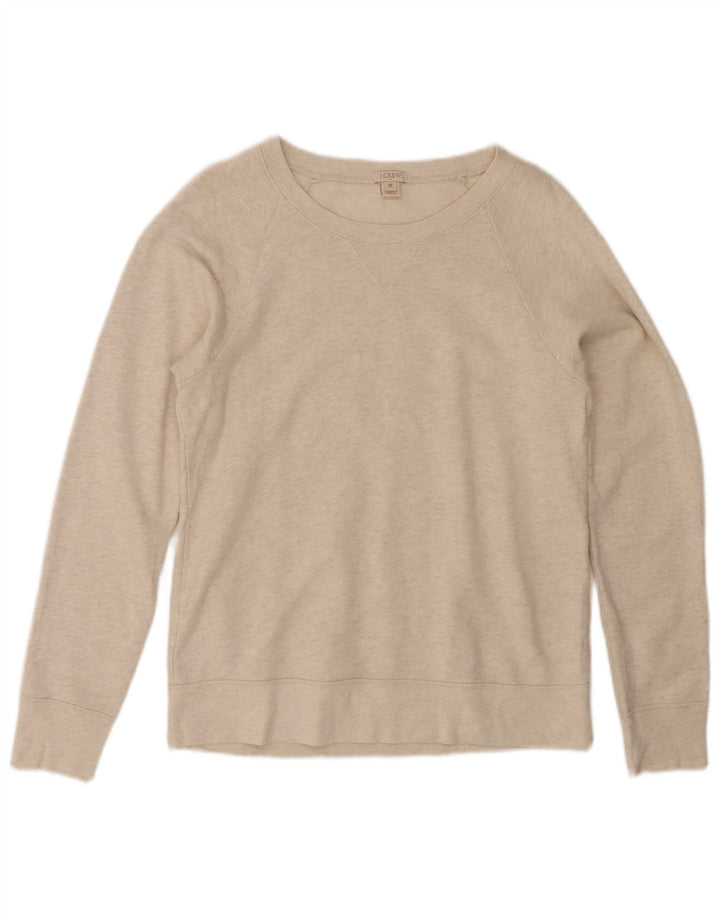 J. CREW Top feminino manga comprida UK 14 algodão bege médio