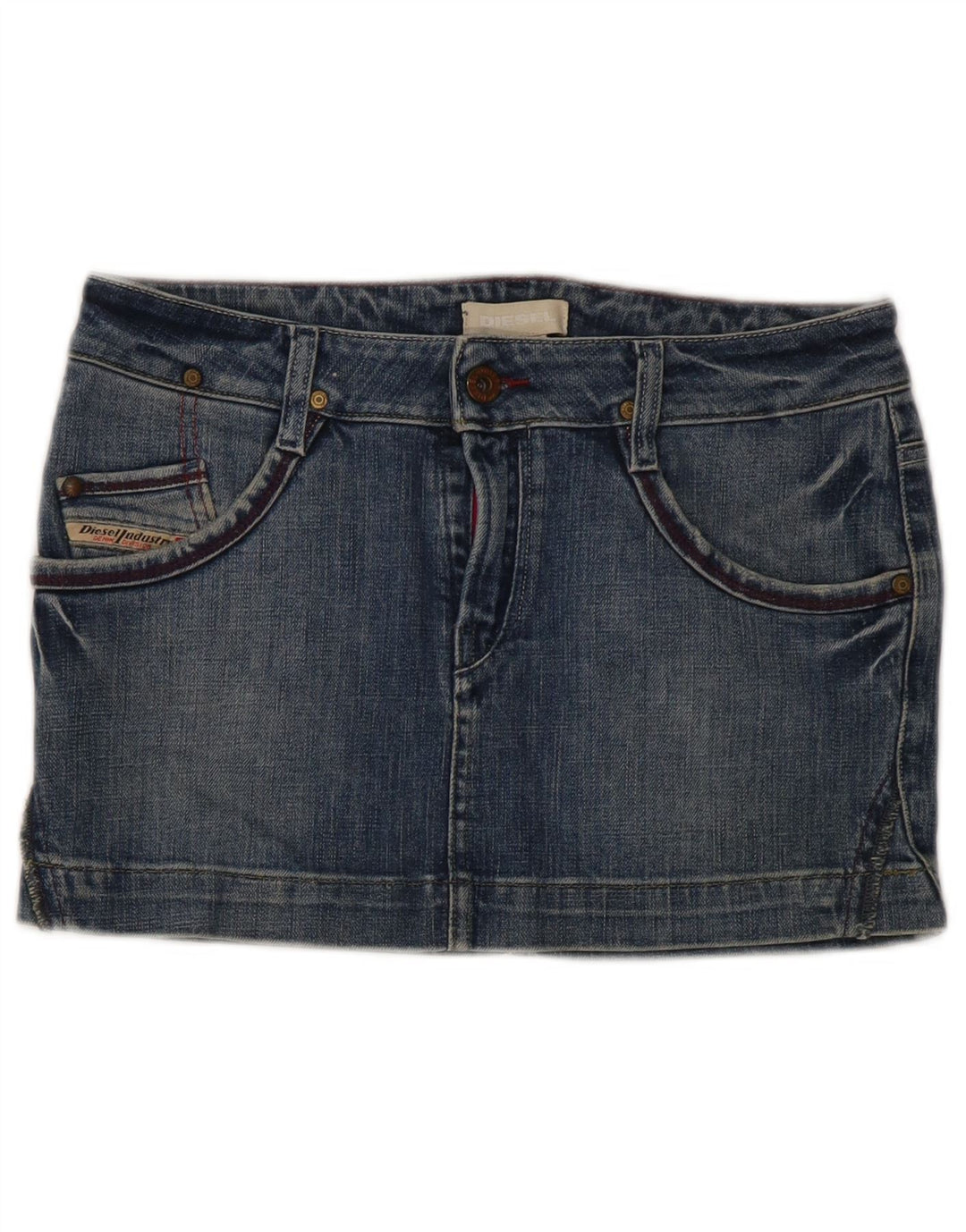 DIESEL Mini saia jeans feminina W27 pequena algodão azul