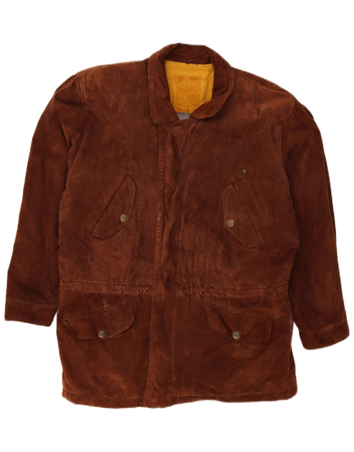 Jaqueta de camurça masculina vintage UK 42 XL marrom