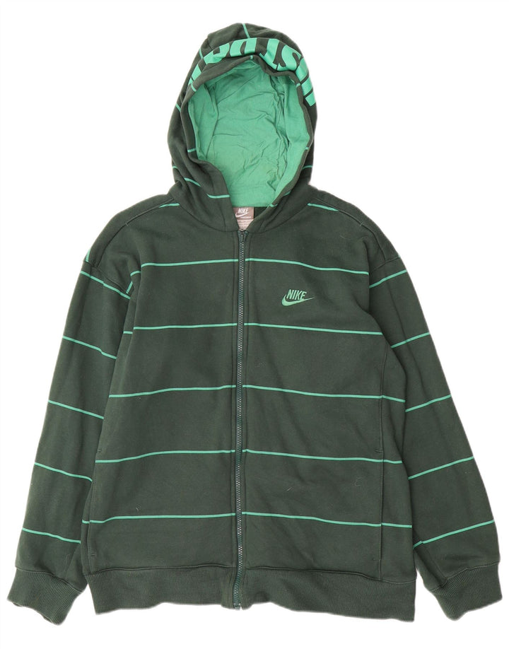Suéter NIKE Boys Graphic Zip com capuz 13-14 anos XL verde listrado algodão