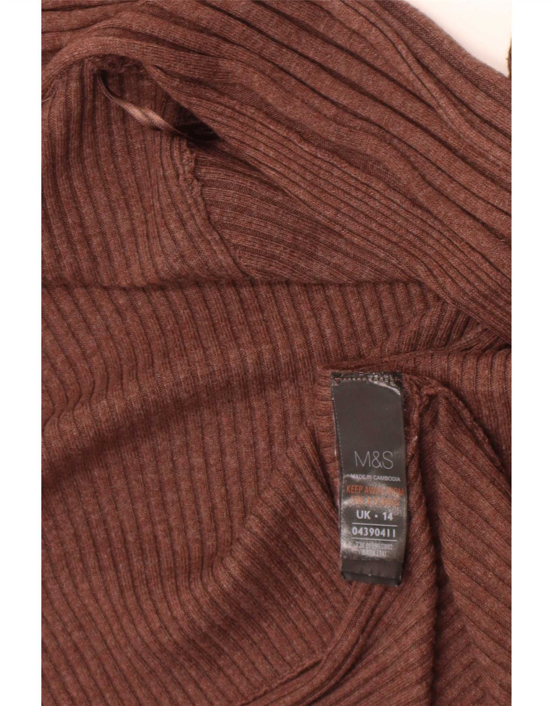 Suéter cardigã aberto assimétrico feminino Marks & Spencer Reino Unido 14 marrom médio