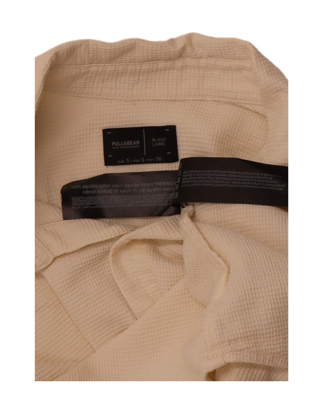 Camisa masculina PULL & BEAR pequena de algodão off white