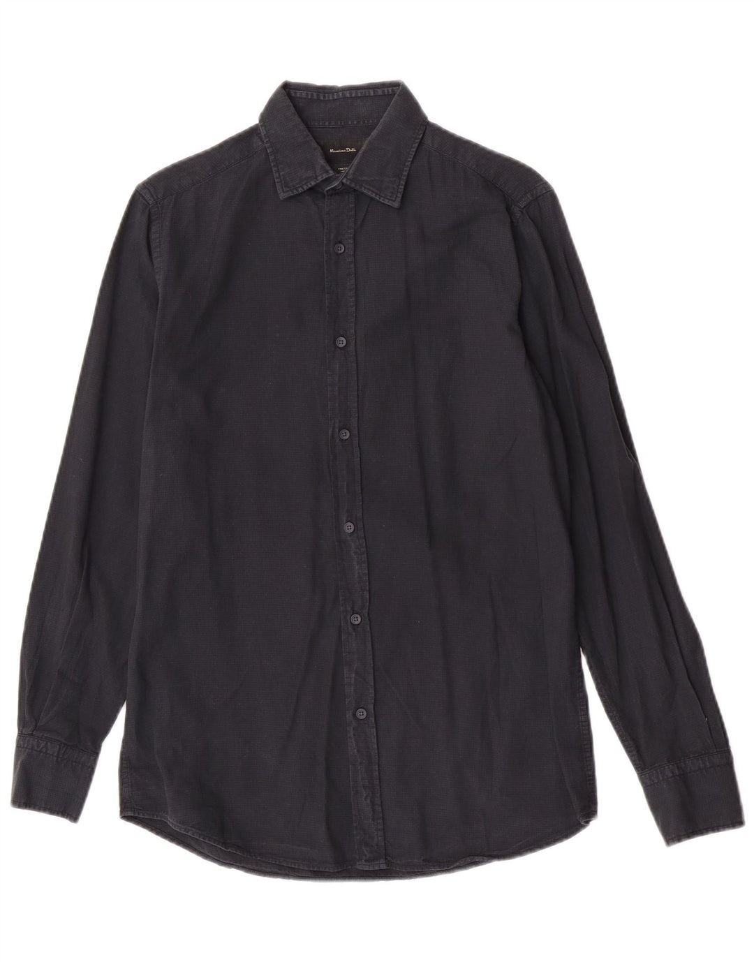 Camisa masculina Massimo Dutti pequena algodão azul marinho