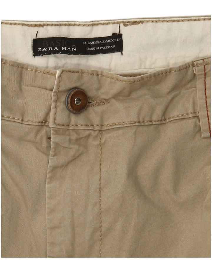 Zara Mens Slim Chino Calças EU 40 Médio W31 L34 Cáqui