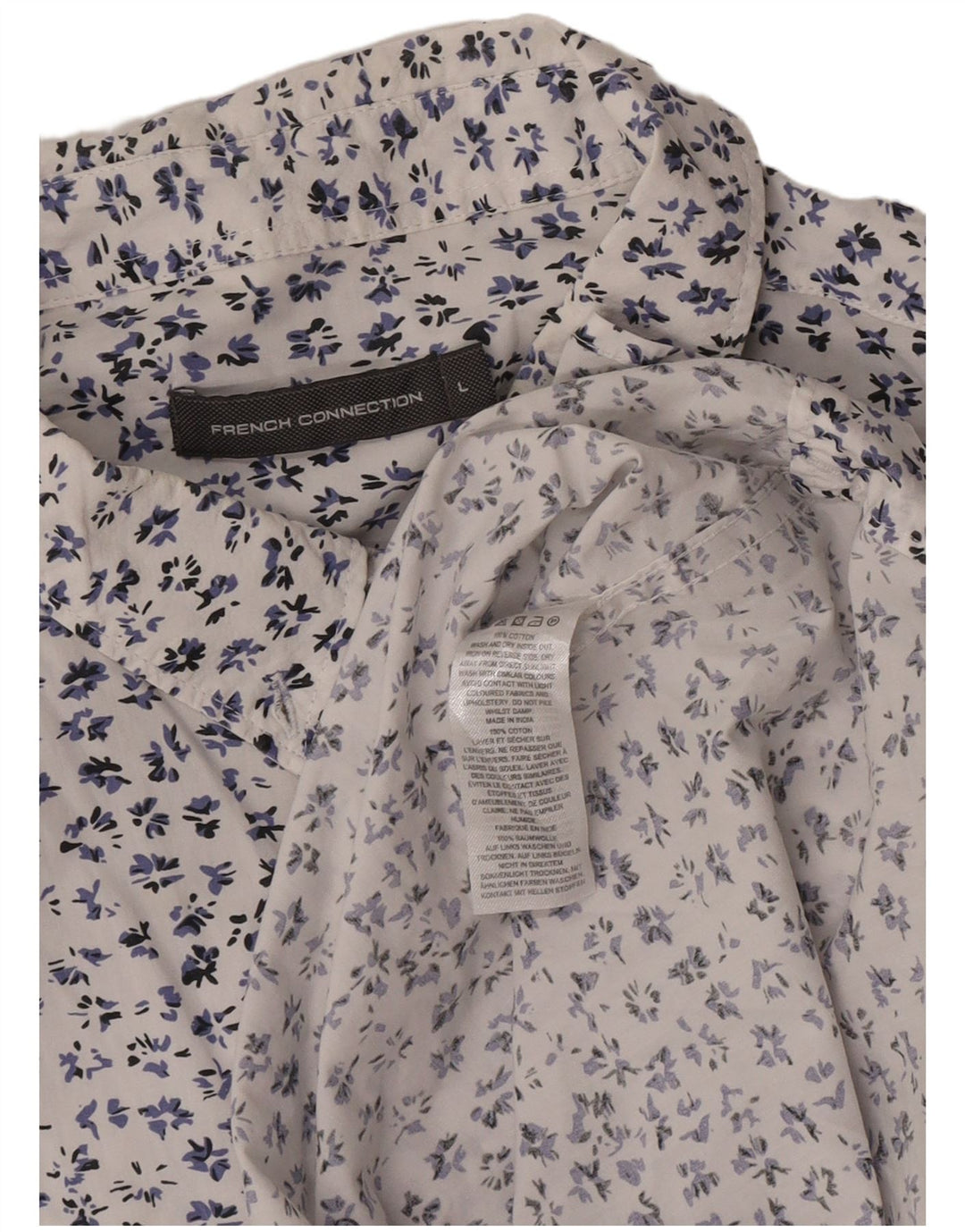 Camisa masculina de ajuste regular French Connection grande algodão floral branco