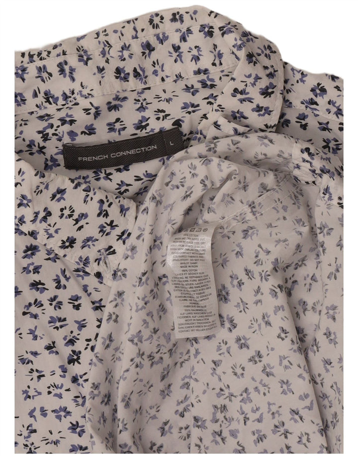 Camisa masculina de ajuste regular French Connection grande algodão floral branco