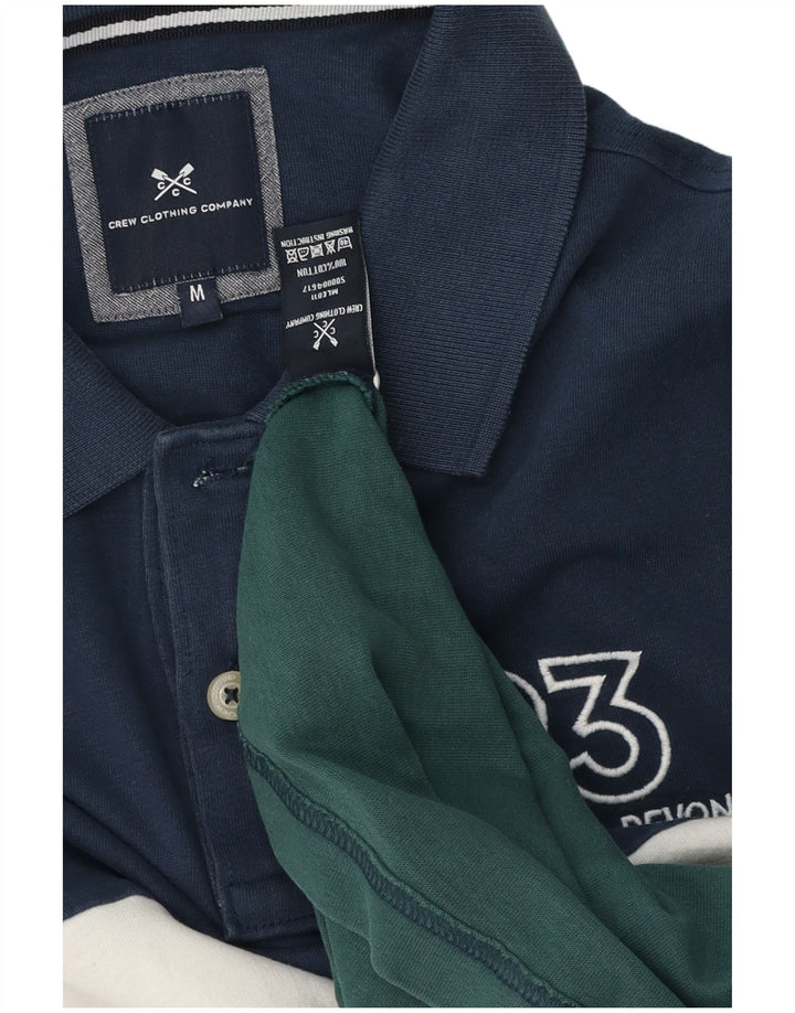 Camisa polo masculina Crew Clothing azul médio algodão colorblock