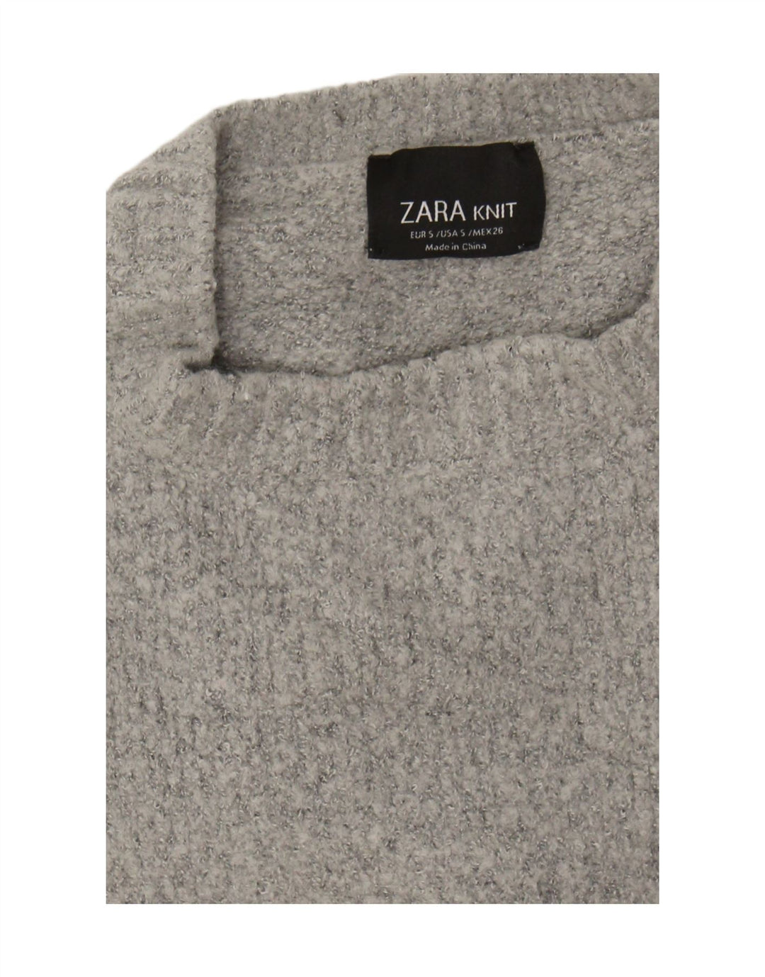 Zara Suéter feminino oversized com gola redonda Reino Unido 10 pequeno cinza