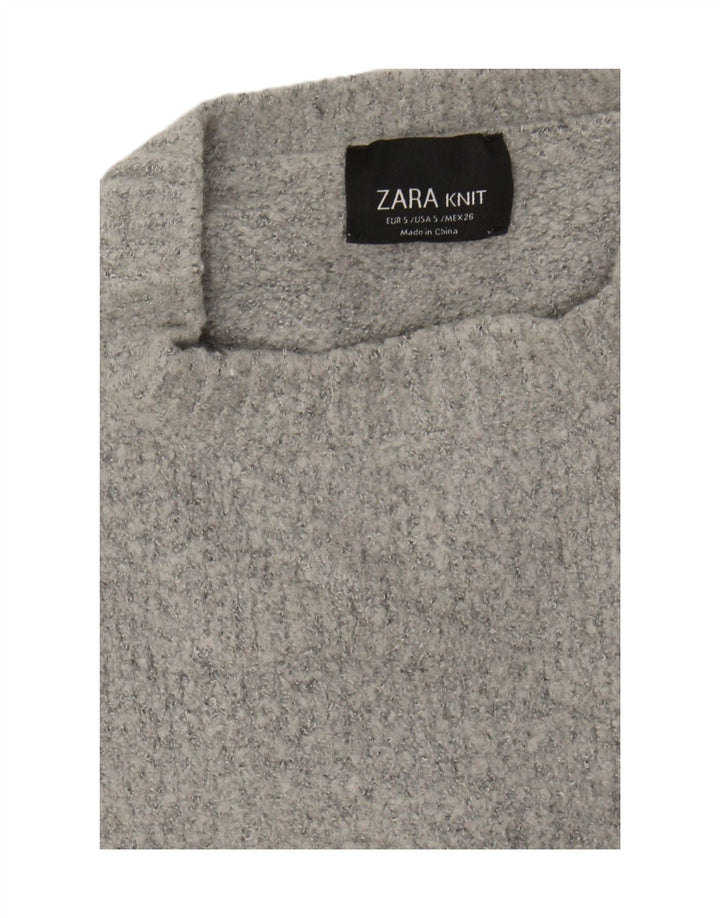 Zara Suéter feminino oversized com gola redonda Reino Unido 10 pequeno cinza