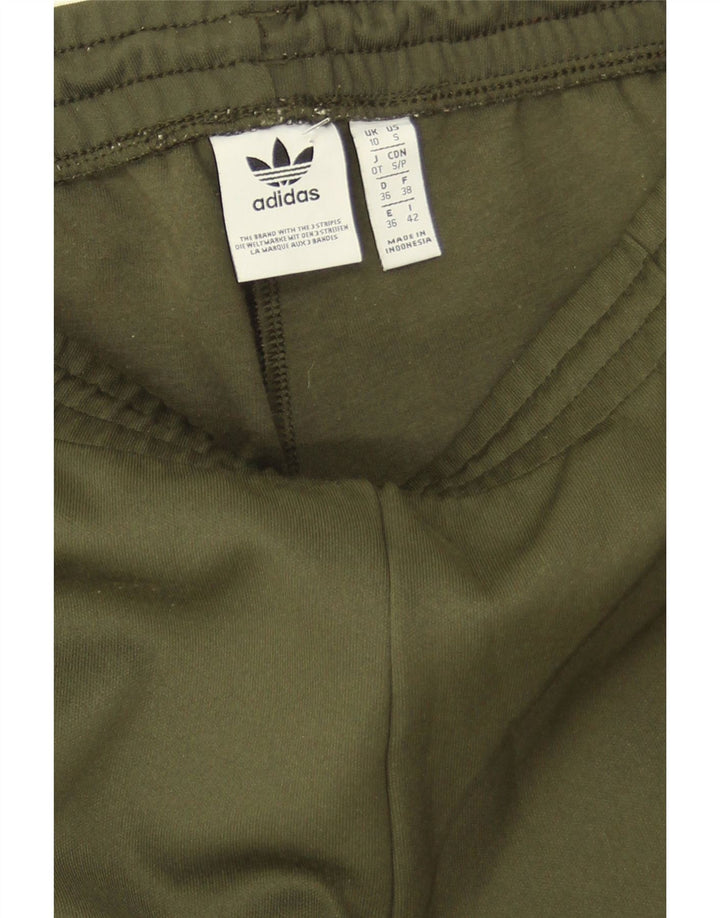 Calça de treino feminina Adidas UK 10 pequena poliéster cáqui