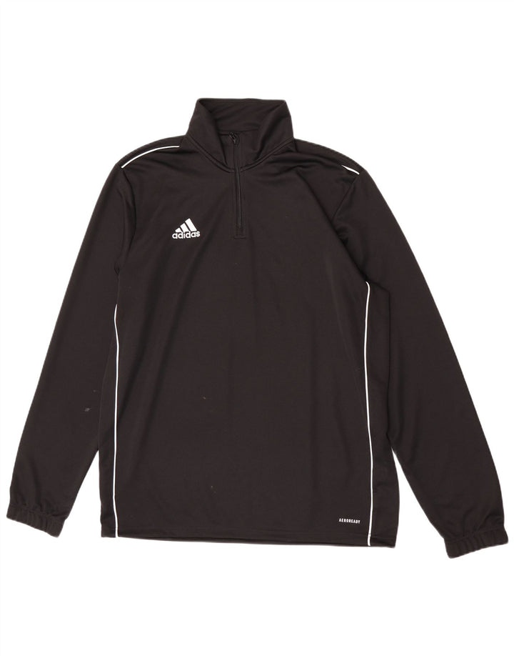 Adidas Mens Aeroready Zip Neck Pulôver Treino Top Grande Poliéster Preto