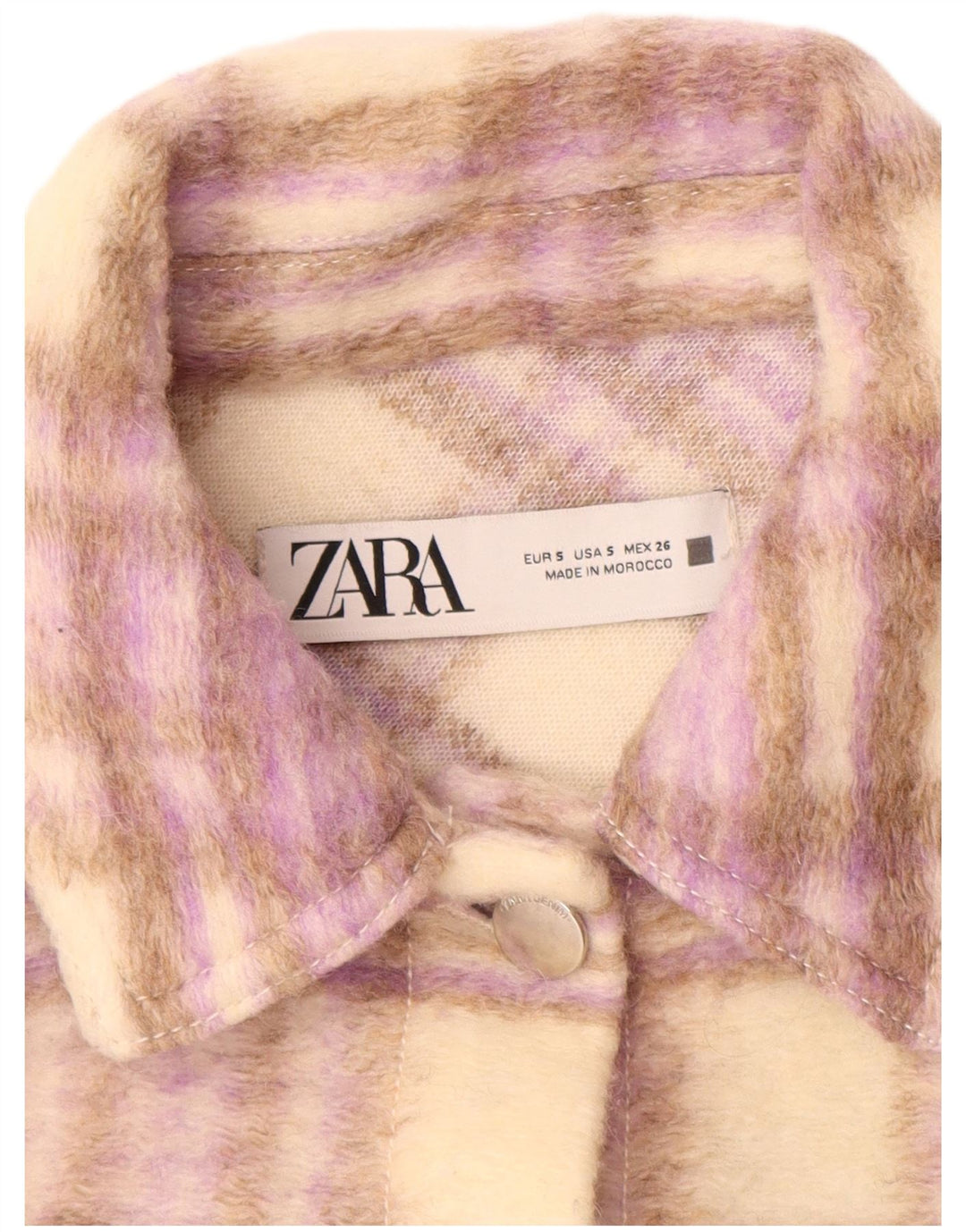 ZARA Womens Crop Bomber Jacket UK 10 Pequeno Poliéster Bege Check