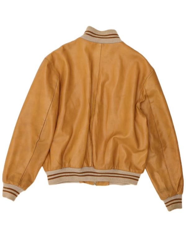 Jaqueta de couro bomber masculina vintage Reino Unido 42 XL couro bege