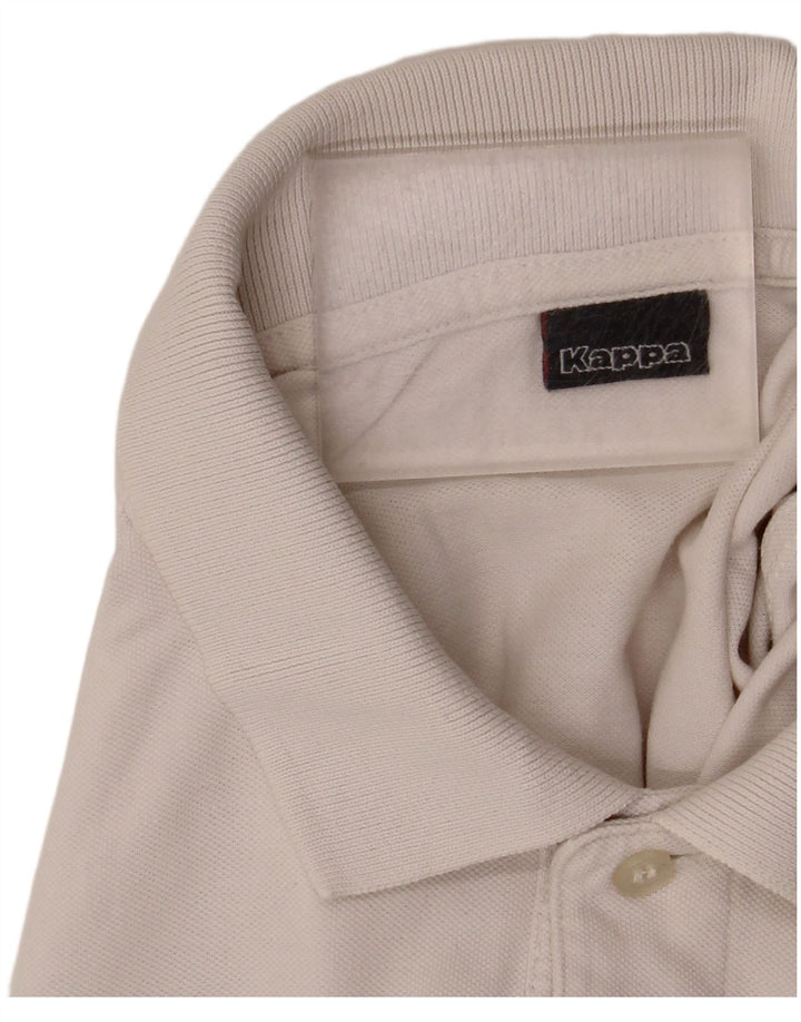 Camisa polo masculina de manga comprida Kappa de algodão branco médio