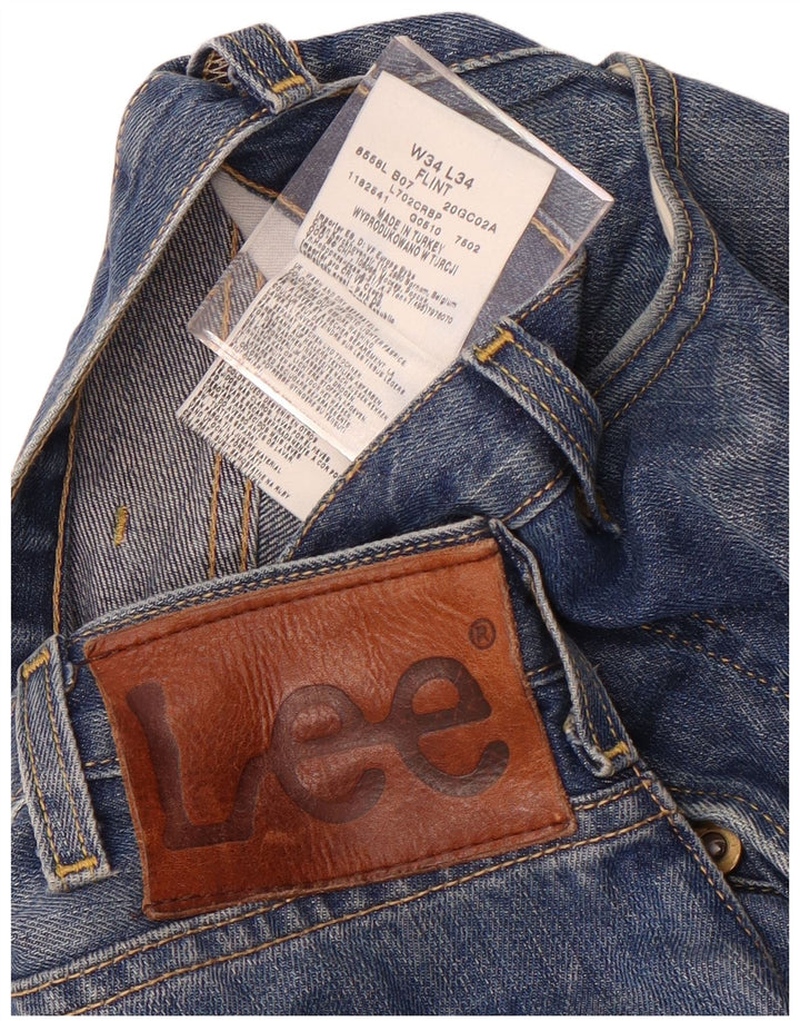 Lee Mens Flint Straight Jeans W34 L34 Azul Algodão