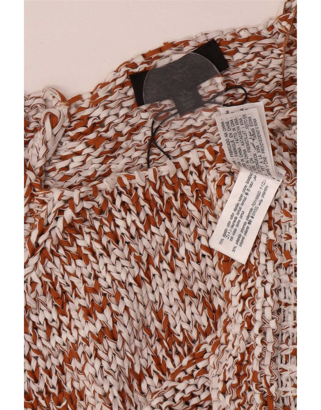 Blusa feminina de crochê grande Zara Top Reino Unido 10 algodão marrom pequeno