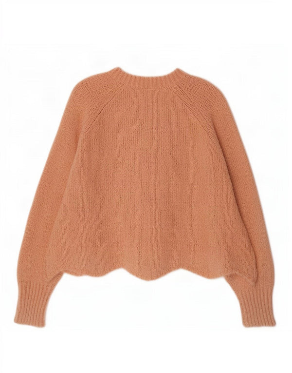 Zara Suéter feminino oversized com gola canoa e gola redonda Reino Unido 14 médio rosa