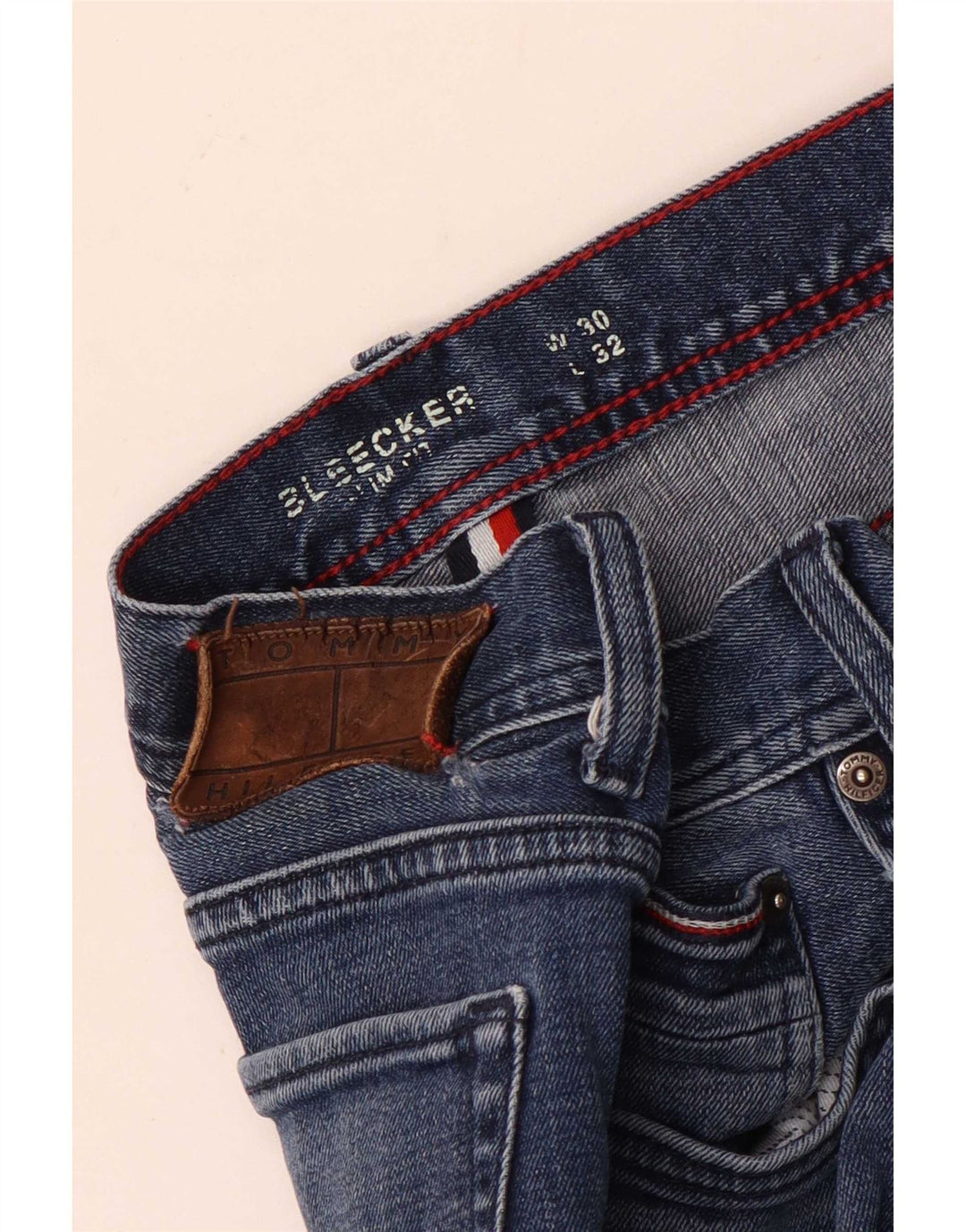 Tommy Hilfiger feminino Bleecker Slim Jeans W30 L32 Azul Algodão