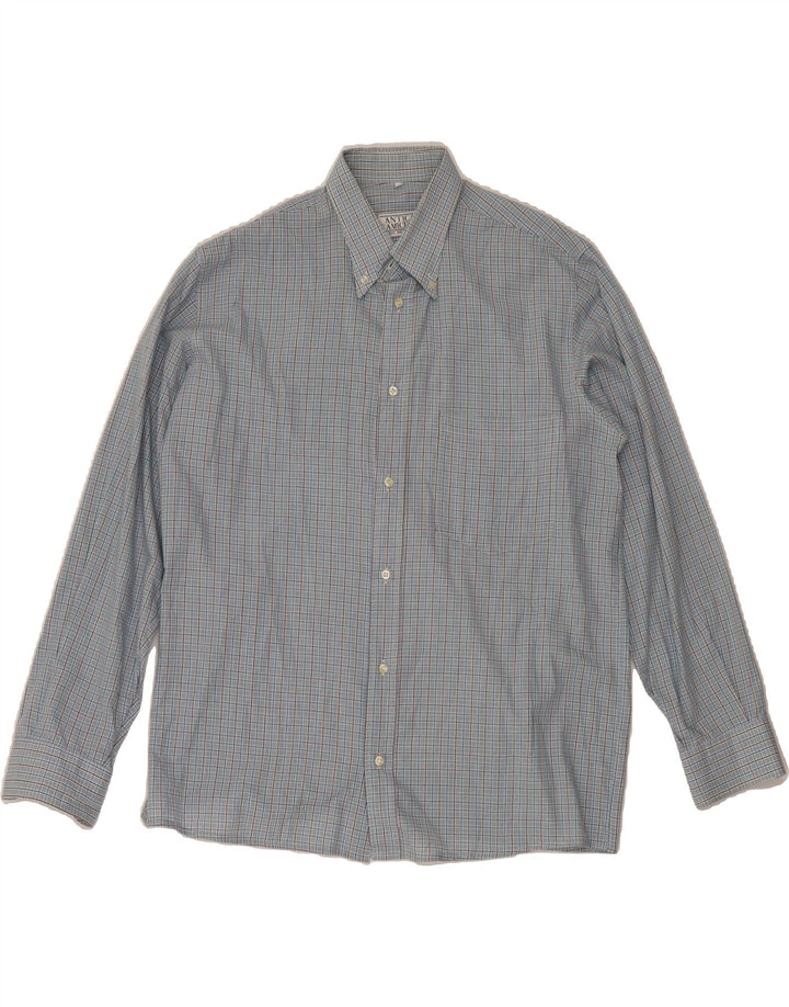ANTICA CAMICERIA Mens Shirt Large Blue Check Cotton Vintage Antica Camiceria and Second-Hand Antica Camiceria from Messina Hembry 