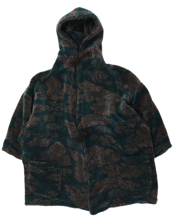 Jaqueta corta-vento feminina vintage de pele sintética Reino Unido 10 floral verde pequeno