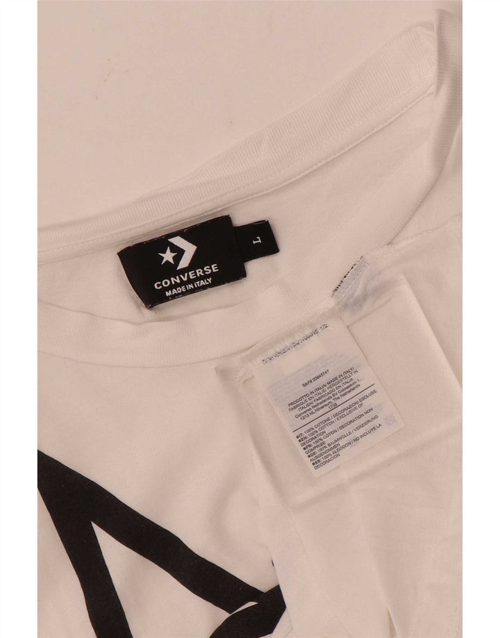 Camiseta feminina Converse com estampa gráfica UK 14 grande algodão branco