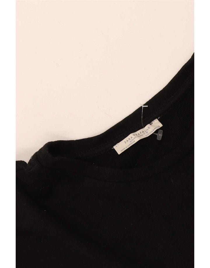 Zara Womens Trafaluc Camiseta gráfica oversized Top Reino Unido 14 Médio Preto