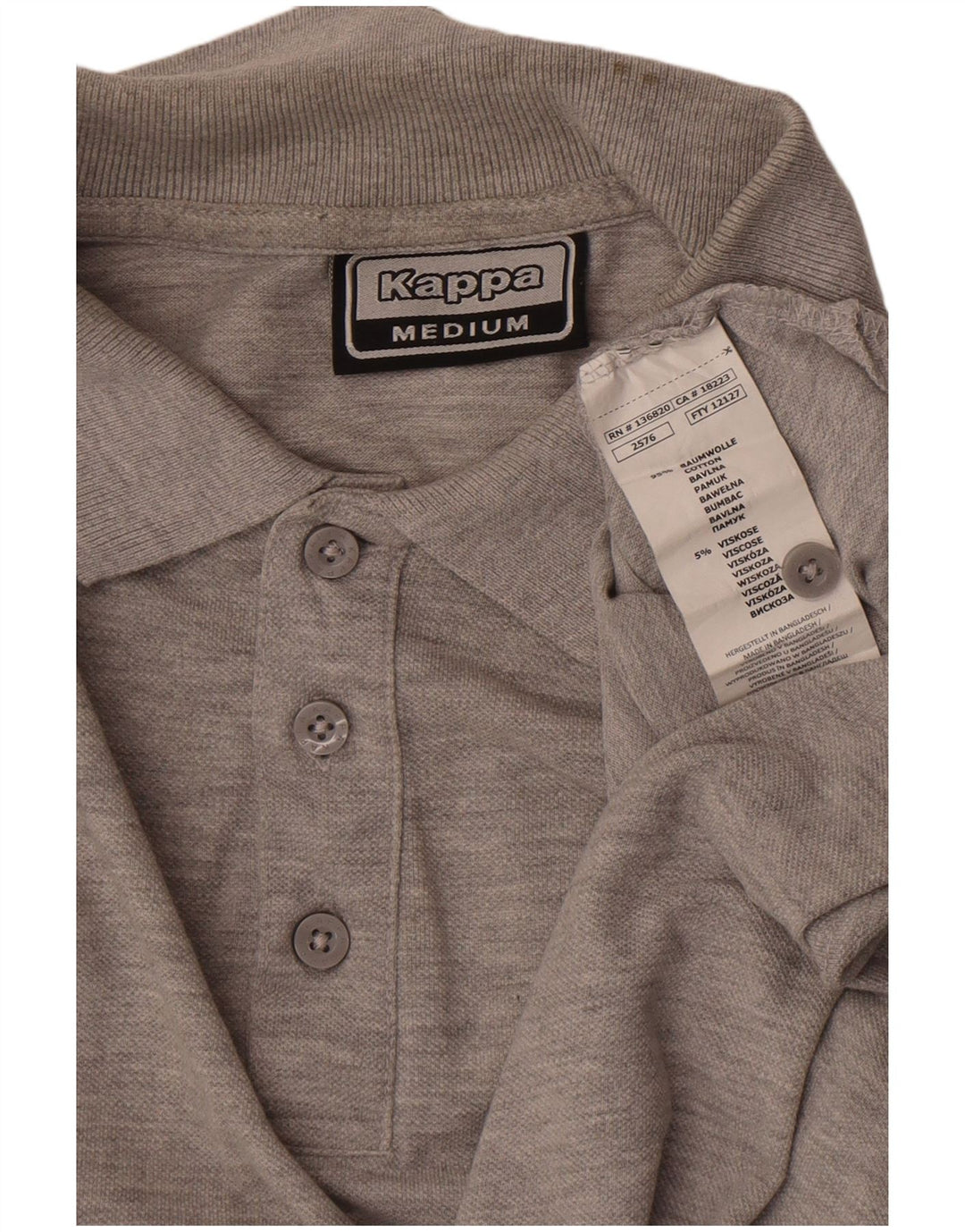 Camisa polo masculina Kappa algodão manchado cinza médio