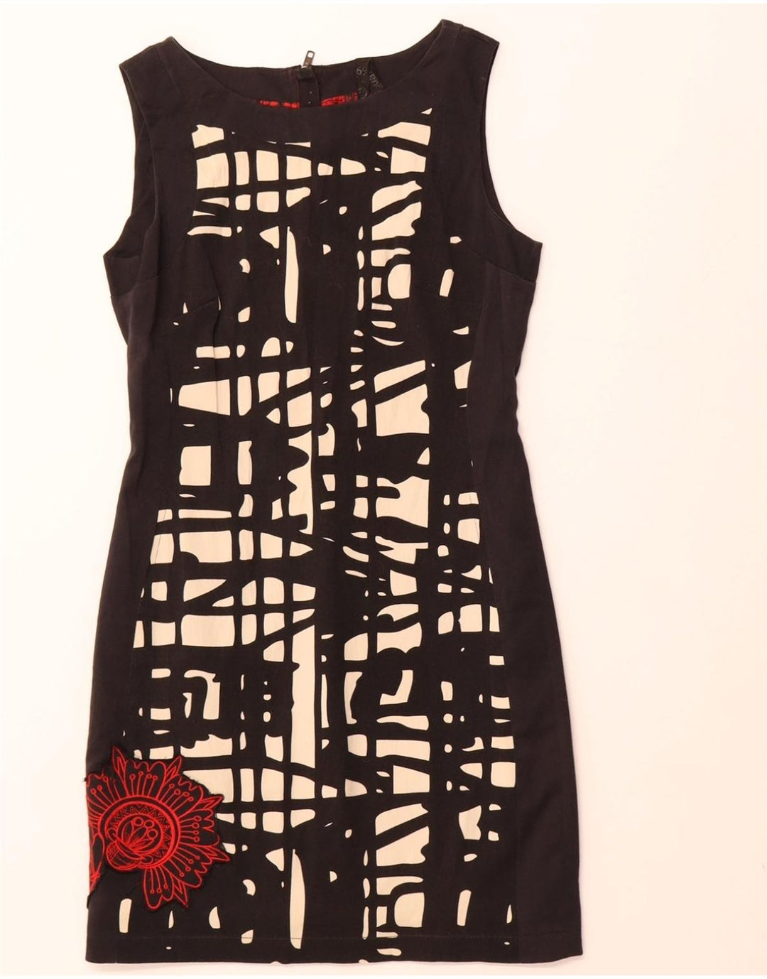 DESIGUAL Vestido feminino com bainha com padrão abstrato UE 38 médio preto