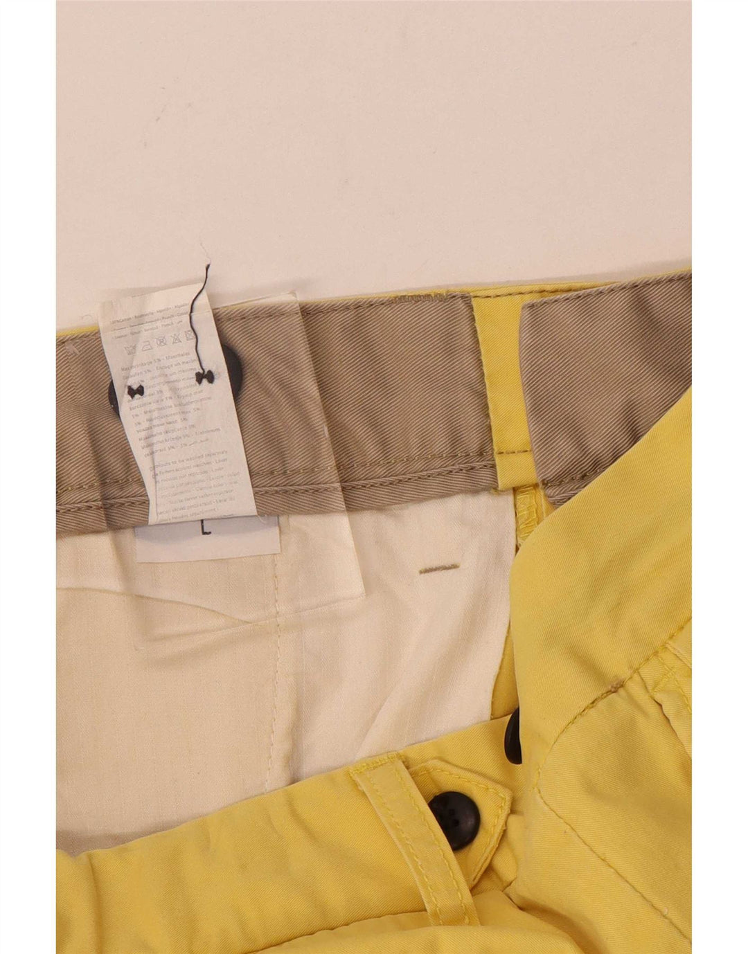 Shorts Chino Masculino Vintage Grande W34 Algodão Amarelo