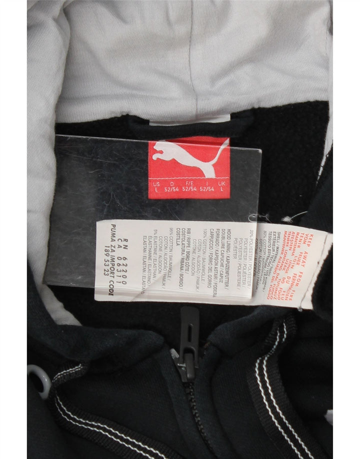 PUMA Mens Graphic Zip Hoodie Sweater Large Navy Blue Cotton Vintage Puma and Second-Hand Puma from Messina Hembry 