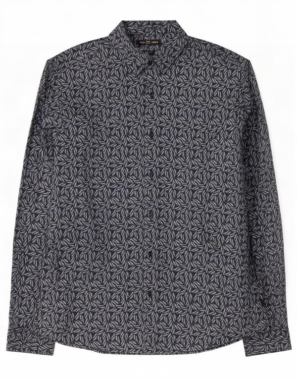 Michael Kors Mens Slim Fit Shirt 2XL Navy Blue Floral Cotton