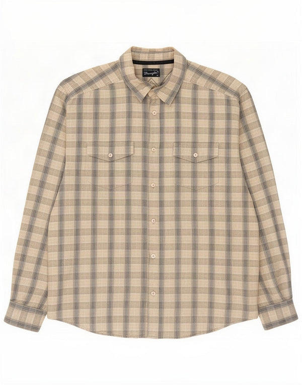 Camisa masculina Wrangler XL Bege Check Cotton