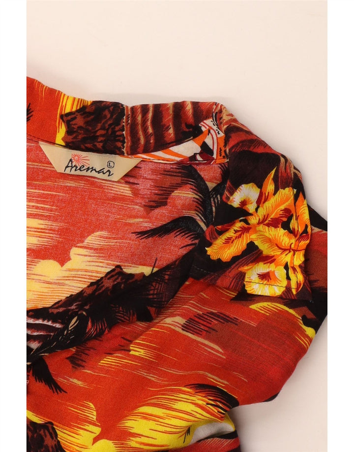 Camisa masculina de manga curta AREMAR grande floral multicolorida havaiana