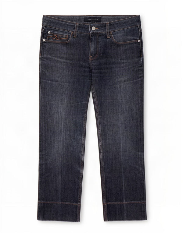 Jeans cropped feminino Tommy Hilfiger W30 L23 algodão azul marinho