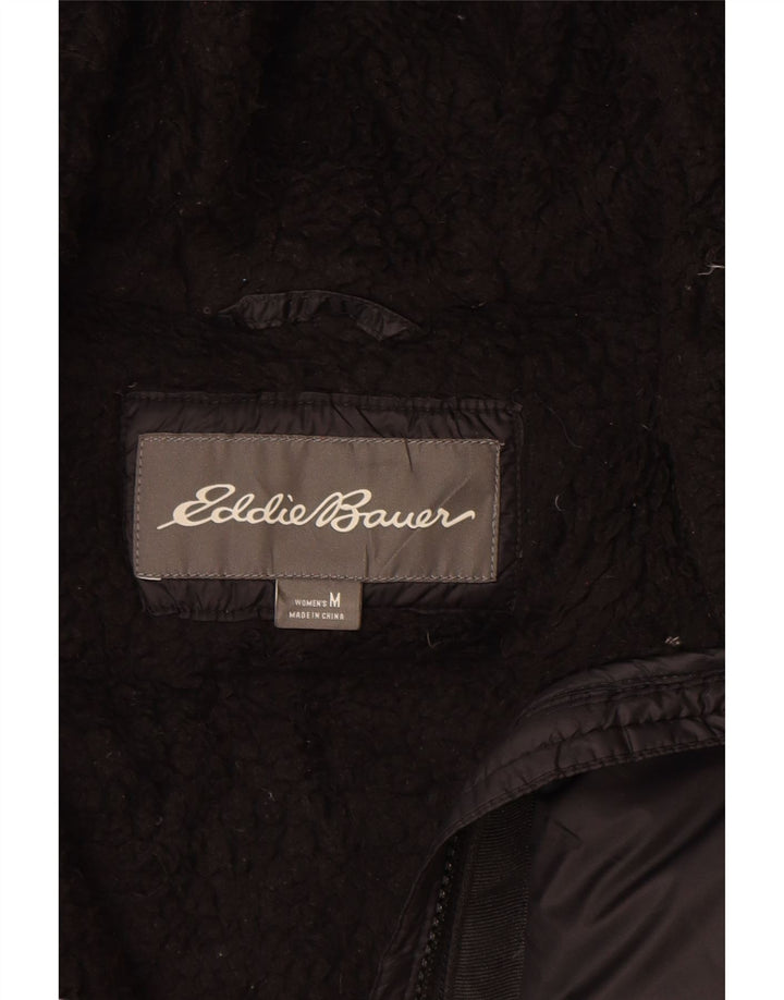 Jaqueta feminina acolchoada com capuz Eddie Bauer Reino Unido 14 nylon preto médio