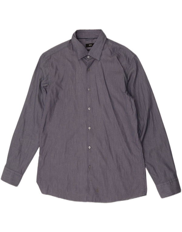 Hugo Boss Mens Slim Fit Shirt Size 17 43 XL Blue Check