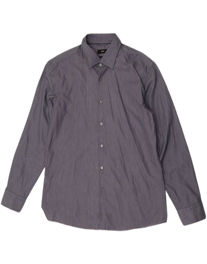 Camisa Slim Fit Masculina Hugo Boss Tamanho 17 43 XL Xadrez Azul