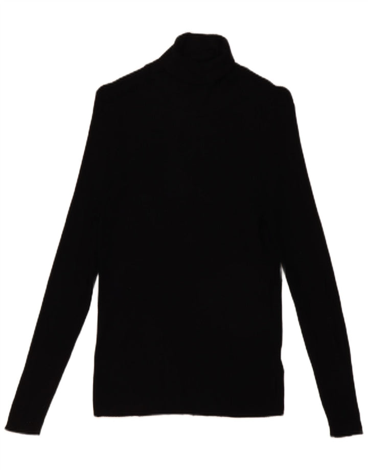 Top feminino Marks & Spencer manga comprida UK 16 grande viscose preta