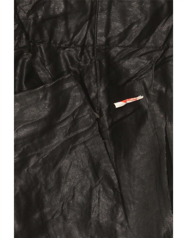 Zara mini saia feminina de couro sintético pequena W26 poliuretano preto