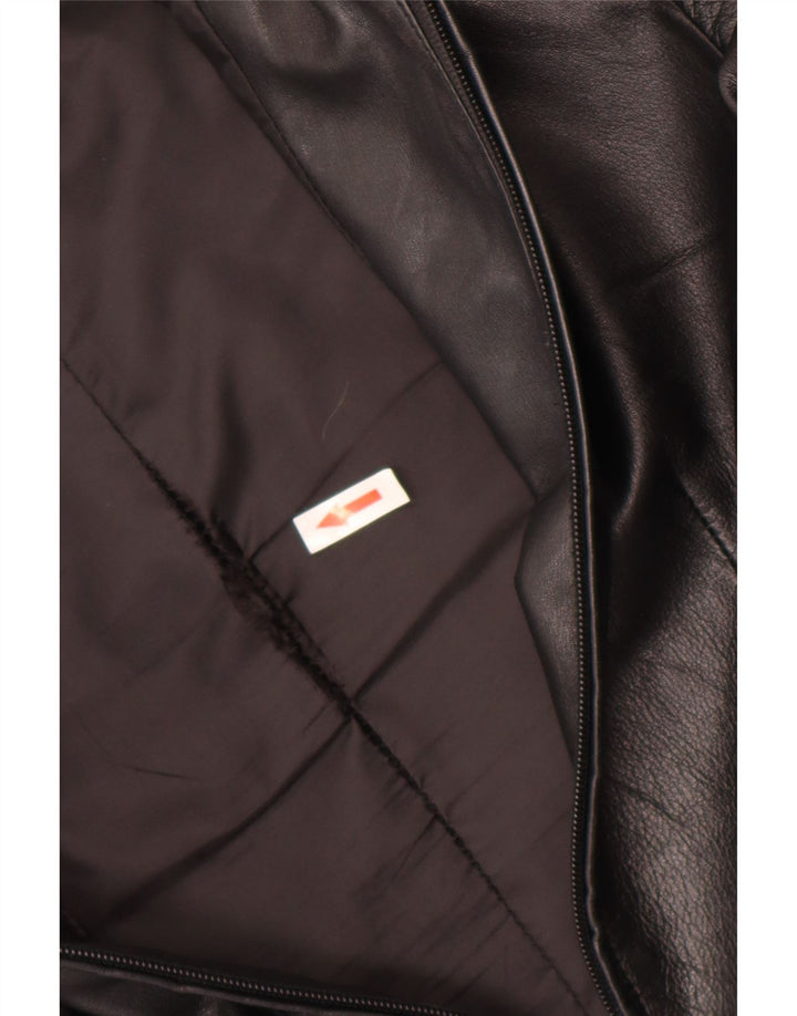 Jaqueta de couro feminina vintage Reino Unido 8 couro preto pequeno