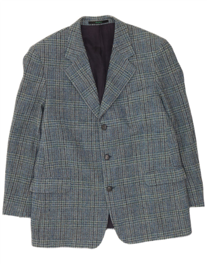 Jaqueta blazer masculina WESTBURY com 3 botões UK 54 2XL azul houndstooth lã