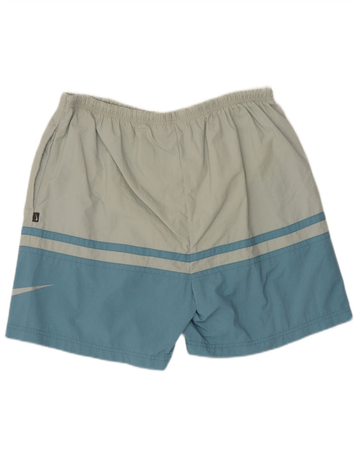 Shorts esportivos masculinos Nike UK 42/44 grande azul colorblock poliéster