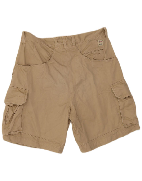 Shorts cargo regulares masculinos vintage W30 algodão cáqui médio