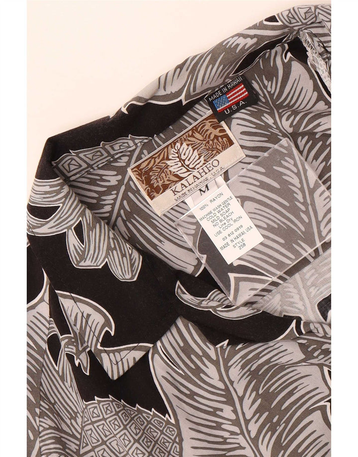 Camisa masculina havaiana de manga curta Kalaheo, rayon floral multicolorido médio