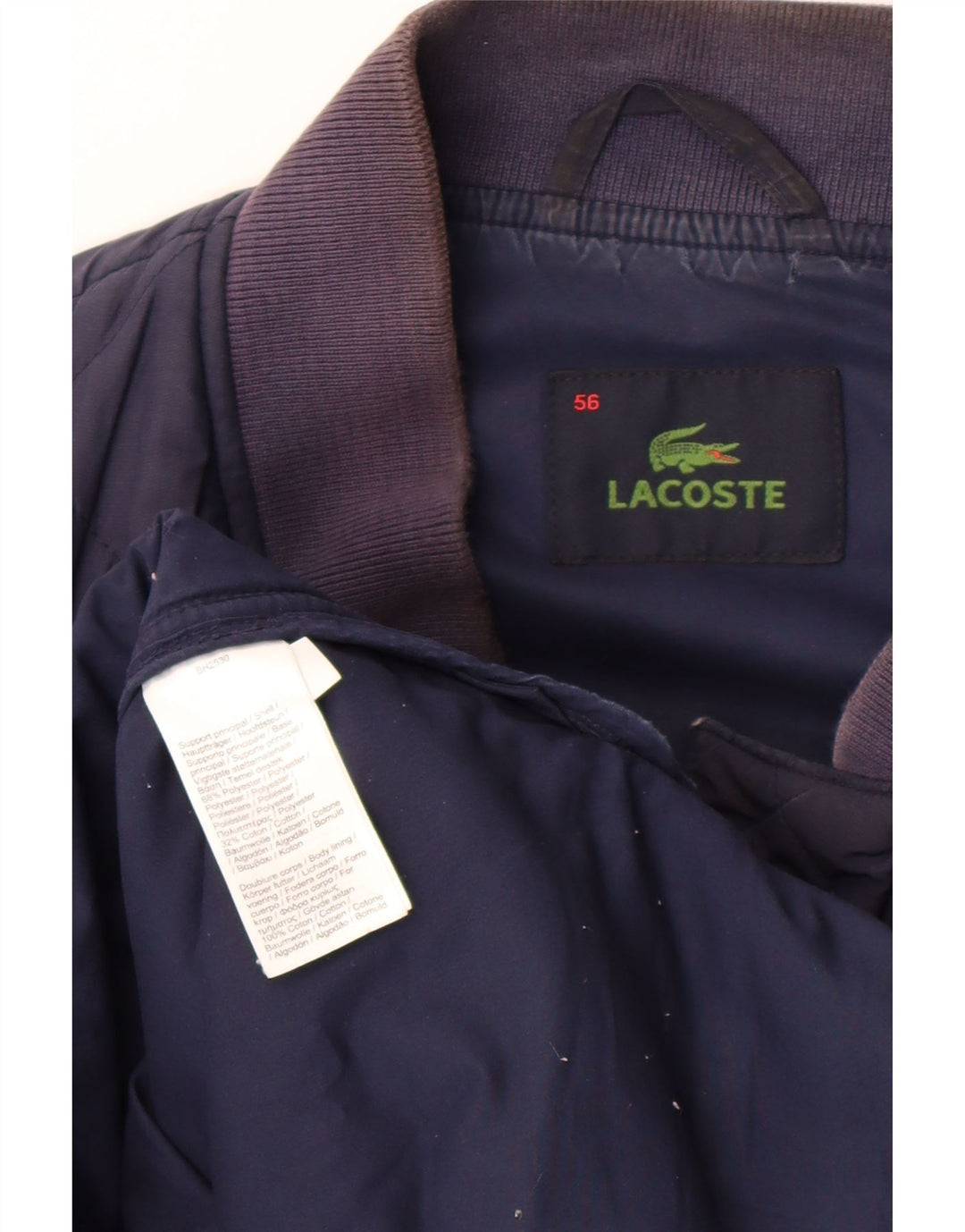 Jaqueta acolchoada masculina Lacoste IT 56 3XL azul marinho poliéster