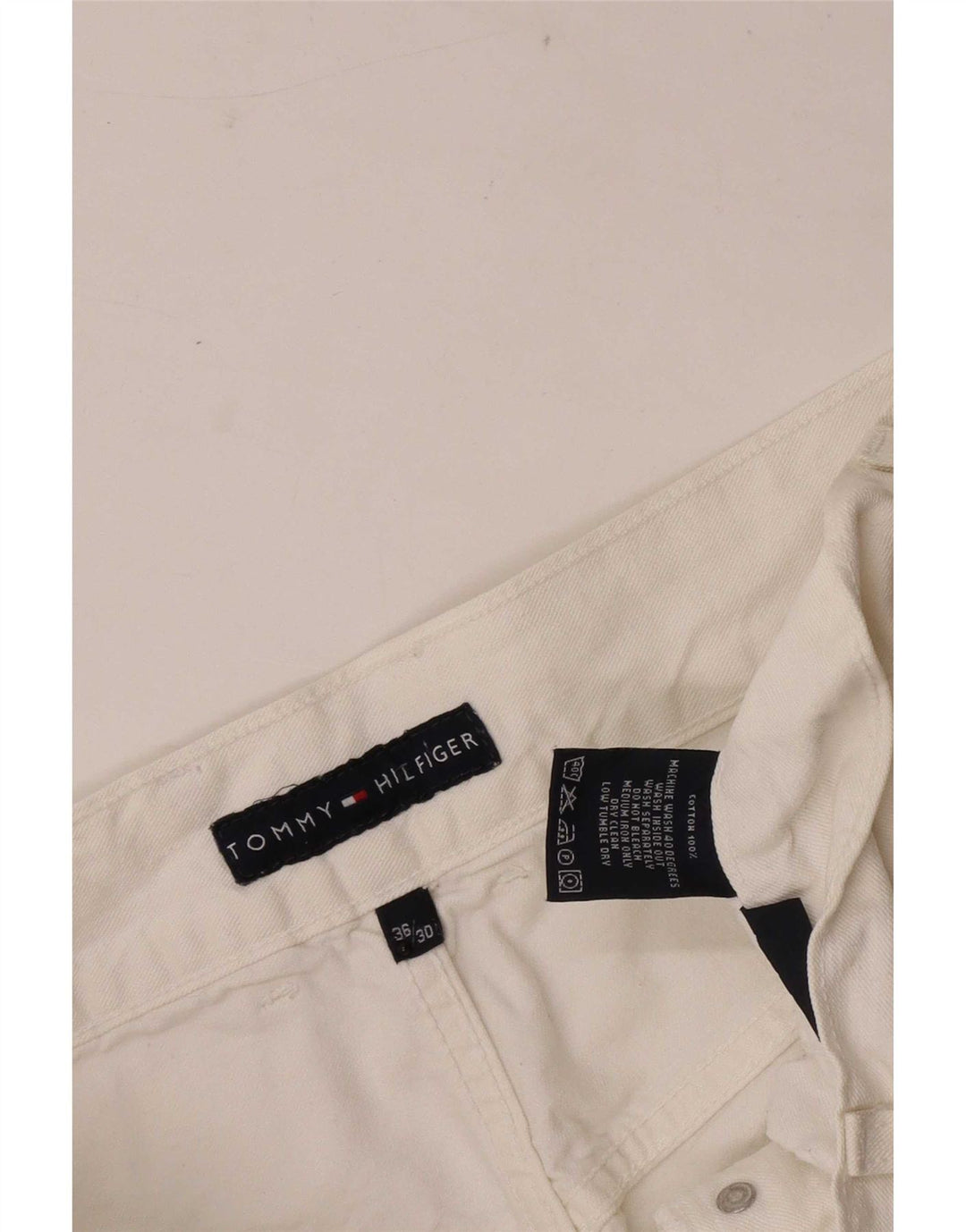 Jeans retos masculinos Tommy Hilfiger W36 L30 algodão branco