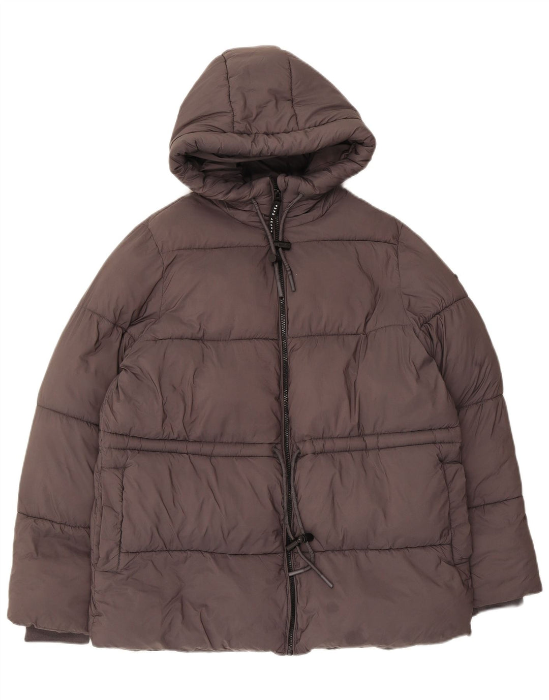Jaqueta acolchoada com capuz grande e capuz feminina PEPE Jeans UK 10 poliéster cinza pequeno